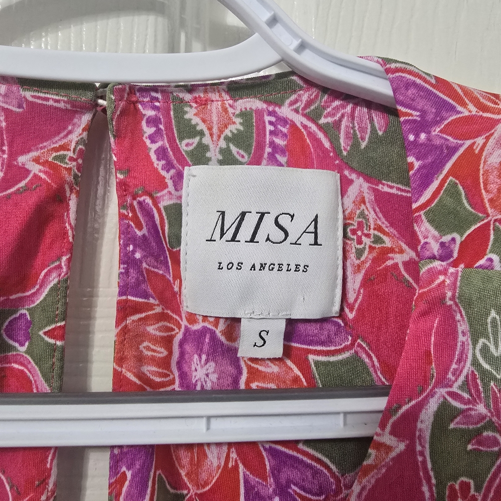 Misa Los Angeles Pink and Silver Graphic Crop Blouse 1068 - Picture 2 of 4